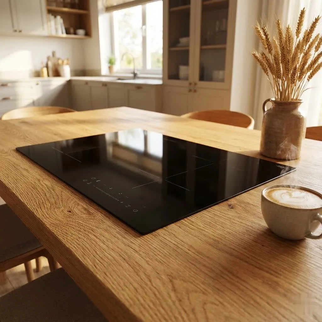 Industrial induction hob in a professional kitchen