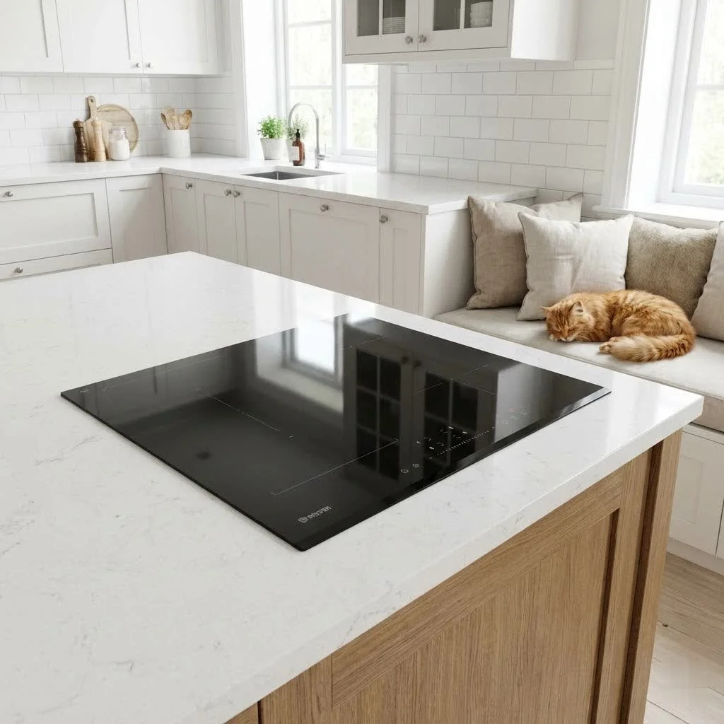 Single hob induction cooktop on a kitchen counter