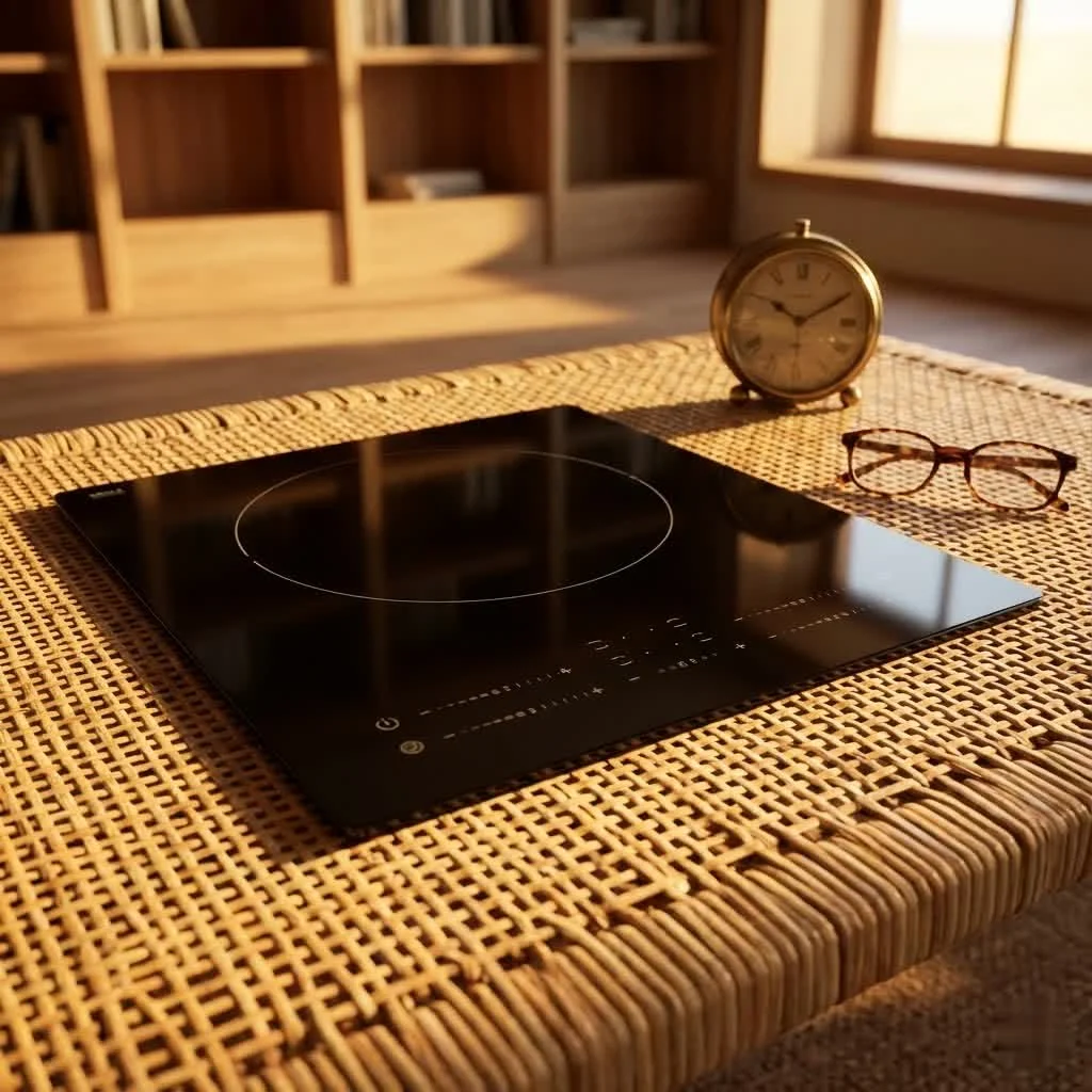 Modern kitchen with a sleek black electric induction hob