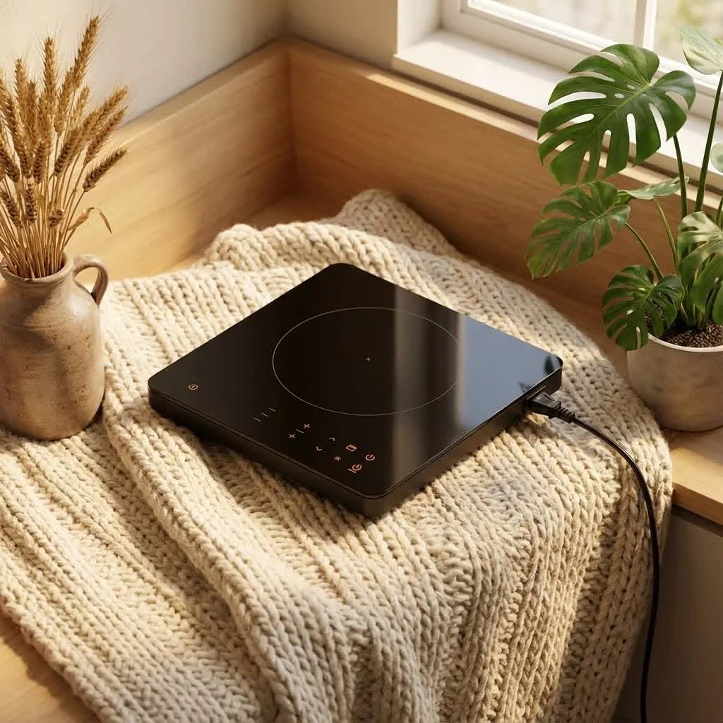 Magnetic induction hob with a pot on it