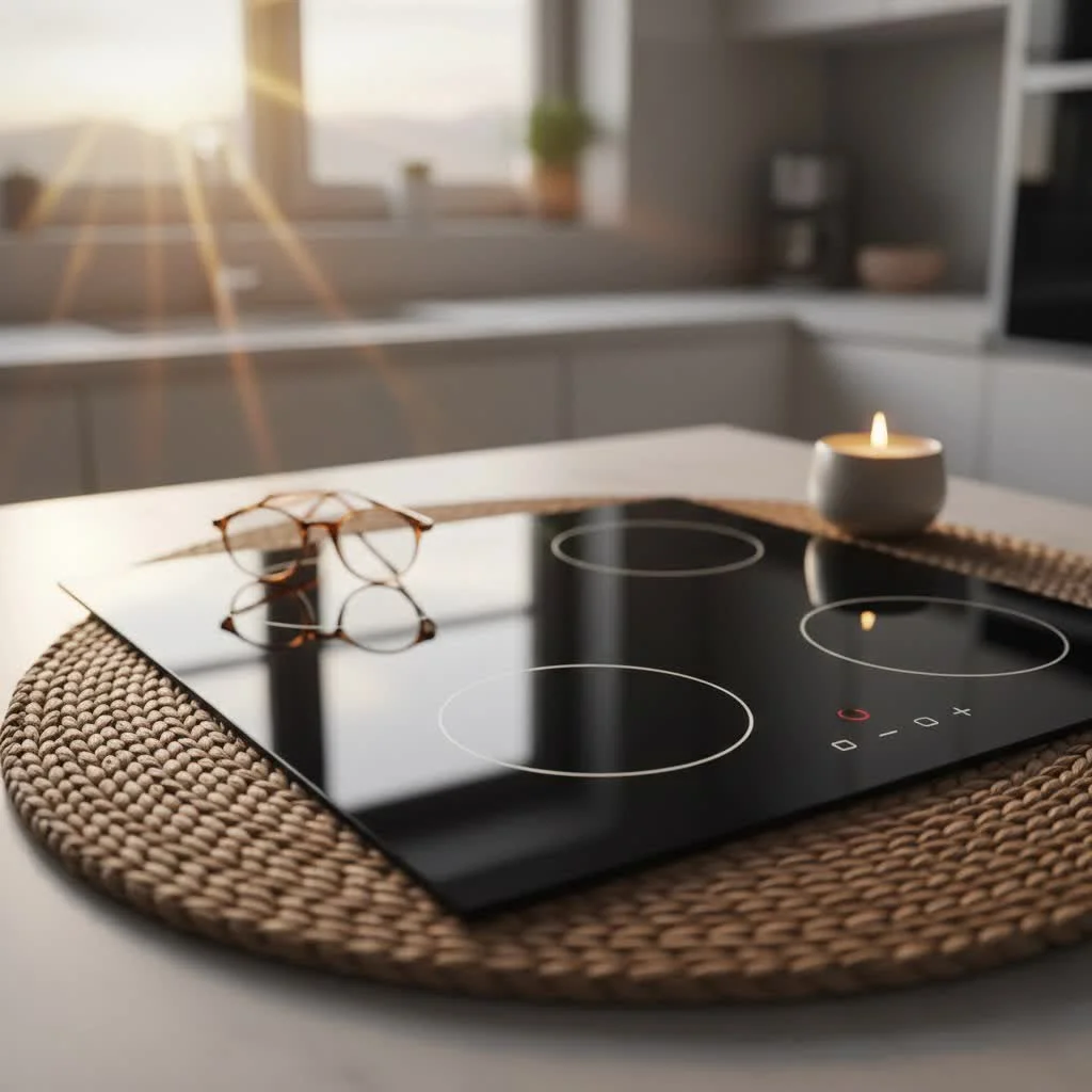 White induction hob in a modern kitchen
