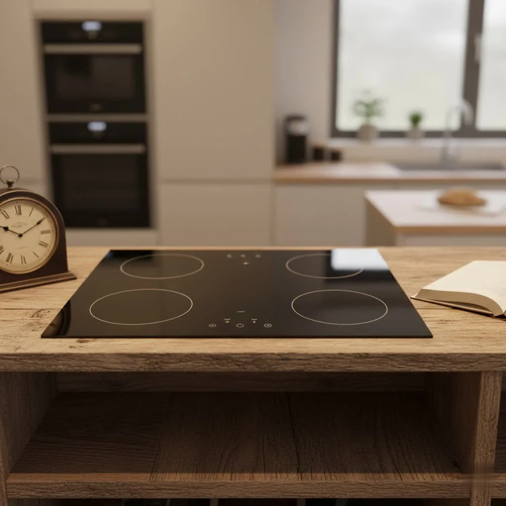 Sleek built-in induction hob integrated into a modern kitchen countertop